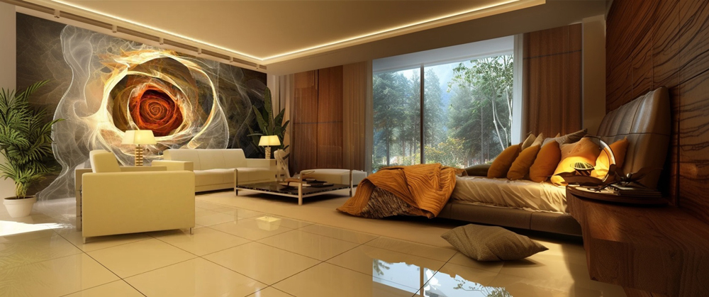 fototapeta róża w stylu abstrakcyjnych linii to idealny motyw fototapety na kszywa ścianę